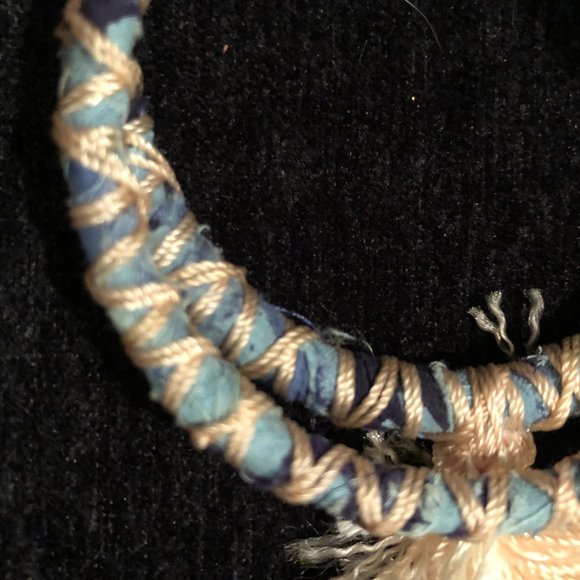 Handmade! 2 STACKING BANGLES: denim/thread wrapped - Picture 5 of 5